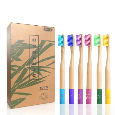 WorldFront Naturals Kids Bamboo Toothbrush Set (Pack of 6) - Soft Bristles, Multicolor, Eco-Friendly Biodegradable